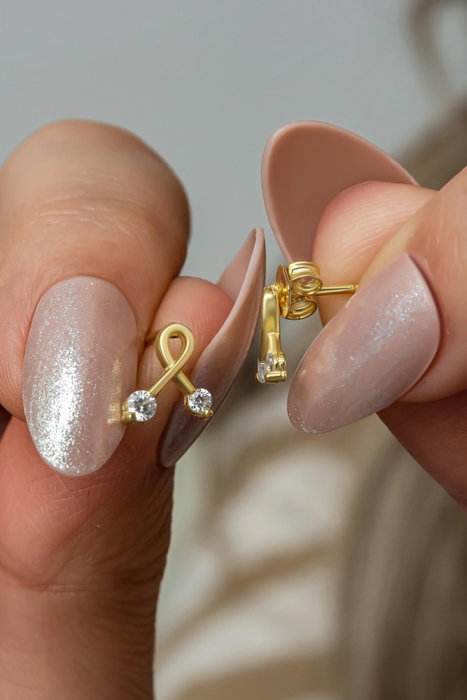 Heliophilia Silver Pendientes de Plata de Ley 925 con Baño de Oro y Circón Dorado
